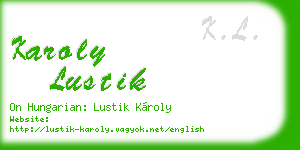 karoly lustik business card